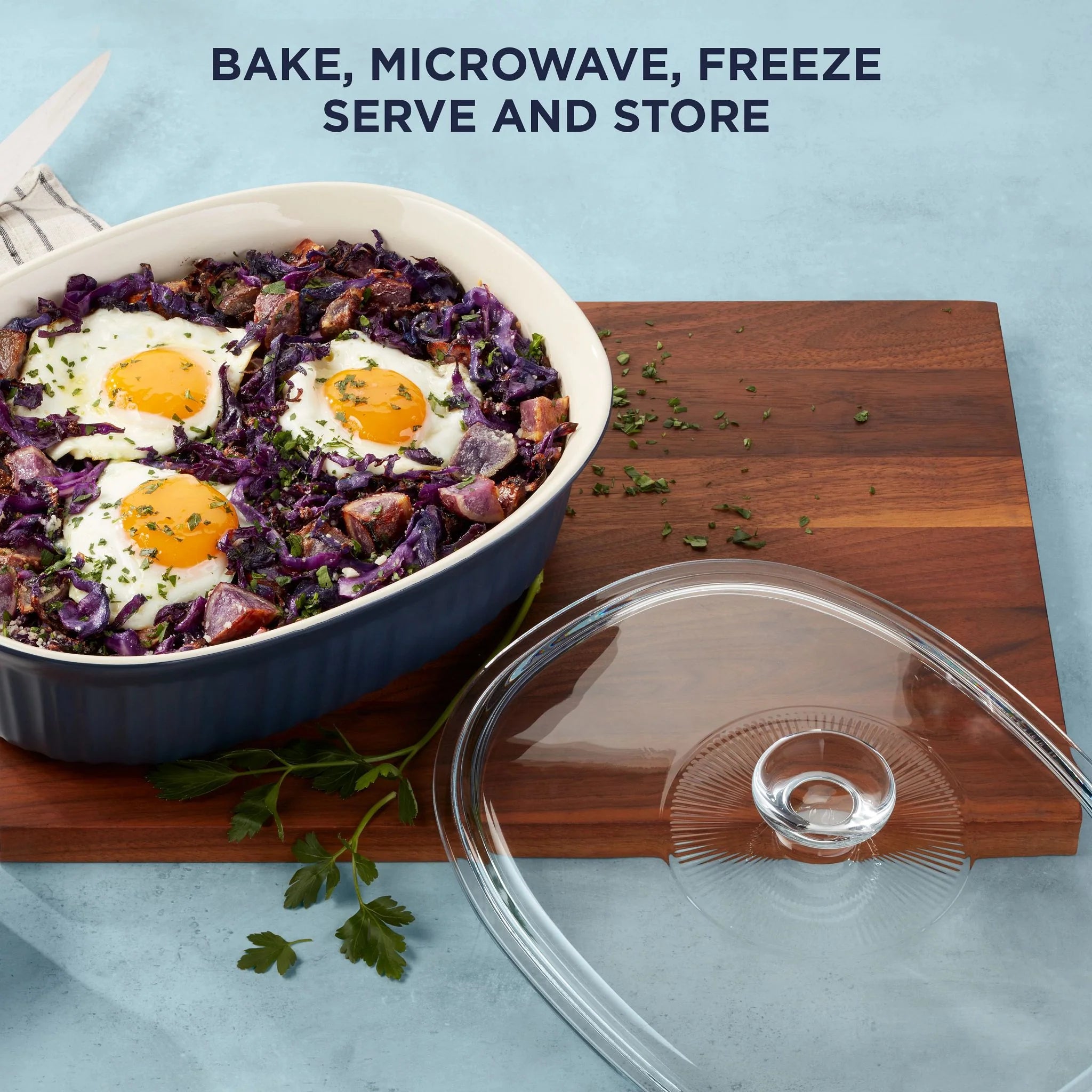 French Colors 2.5-quart Oval Baking Dish, Navy - Image 4