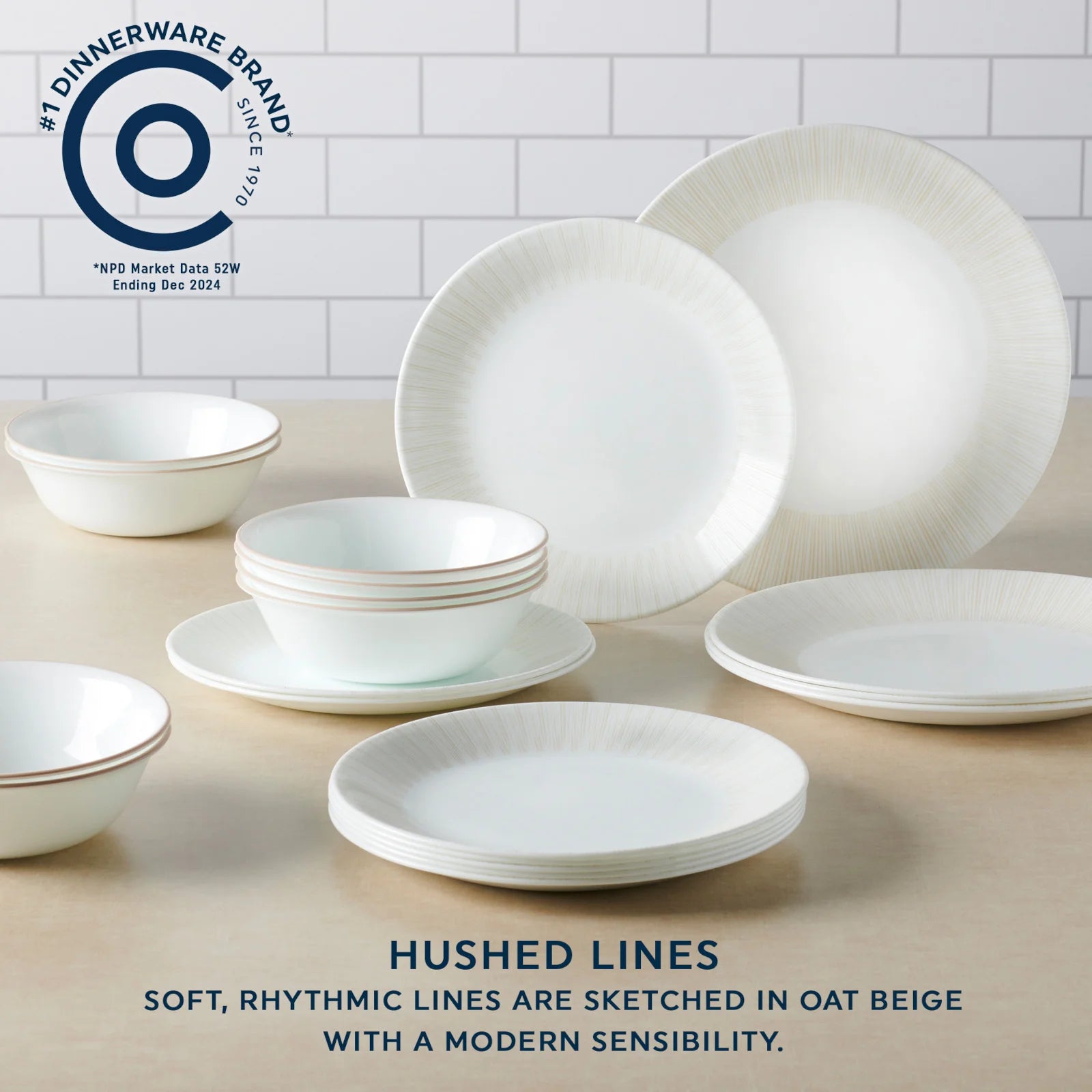 Hushed Lines 12-piece Dinnerware Set, Service for 4 - Image 3