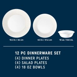 Alternative view of Hushed Lines 12-piece Dinnerware Set, Service for 4