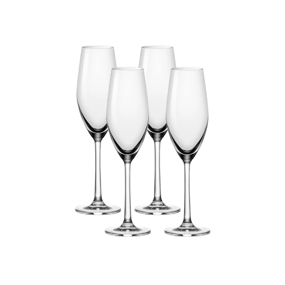 Sondria Champagne Flute Glasses (4-pieces), 7.25-ounce, Dishwasher Safe