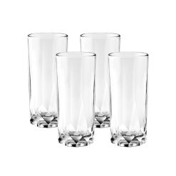 Cienna Long Drink Glasses (4-Pieces), 14.5-ounce, dishwasher Safe