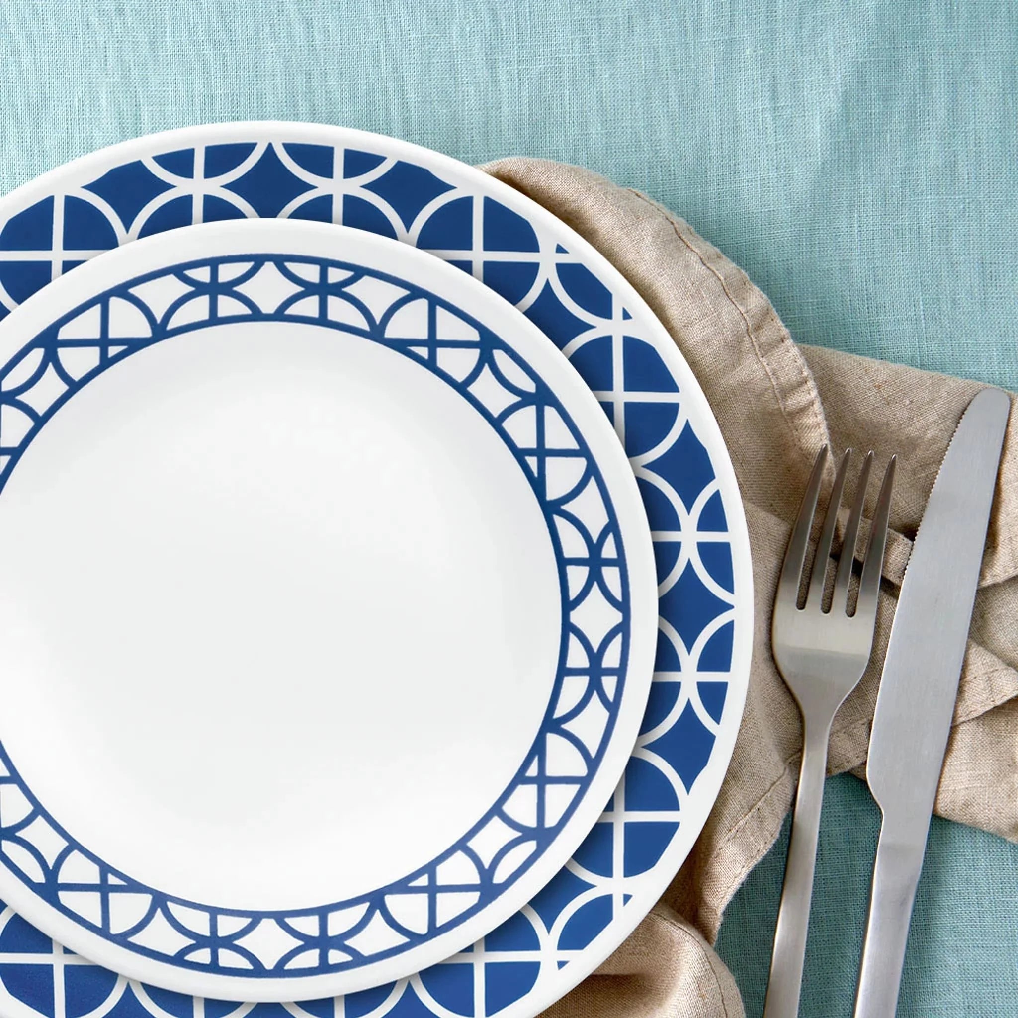 Cobalt Circles 12-piece Mugless Dinnerware Set, Service of 4 - Image 3