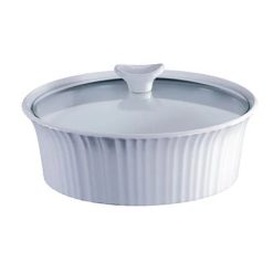 French White 2.5-quart Round Baking Dish with Lid