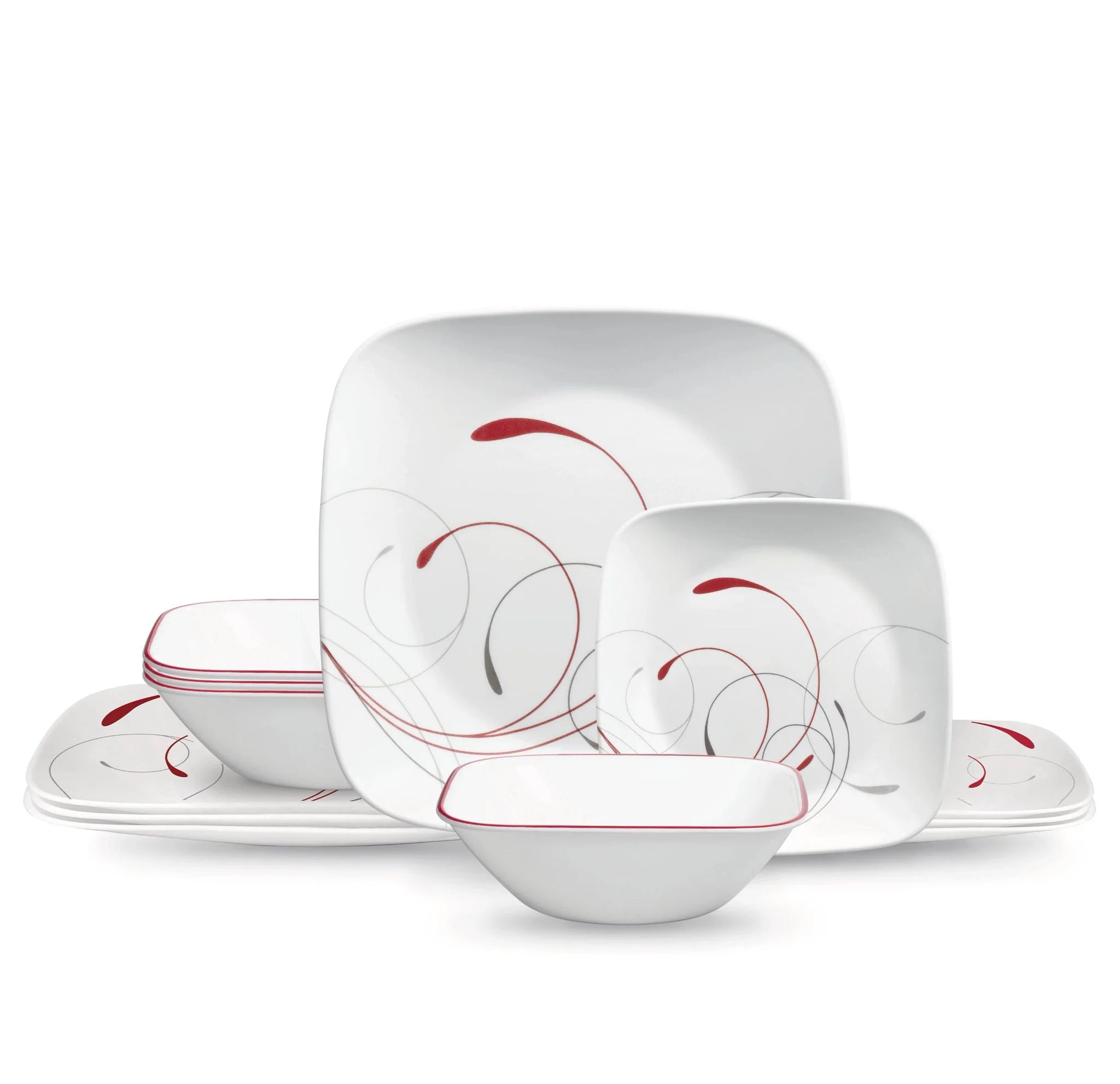 Square Splendor 12-piece Dinnerware Set with Appetizer Plates, Service for 4