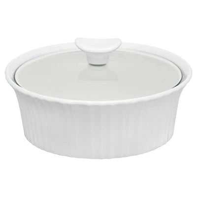 French White 1.5-quart Round Casserole Dish with Lid