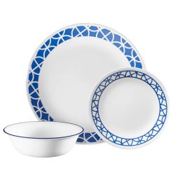 Cobalt Circles 12-piece Mugless Dinnerware Set, Service of 4