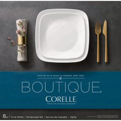 Alternative view of Boutique Vivid White 8-piece Dinnerware Set, Service for 4