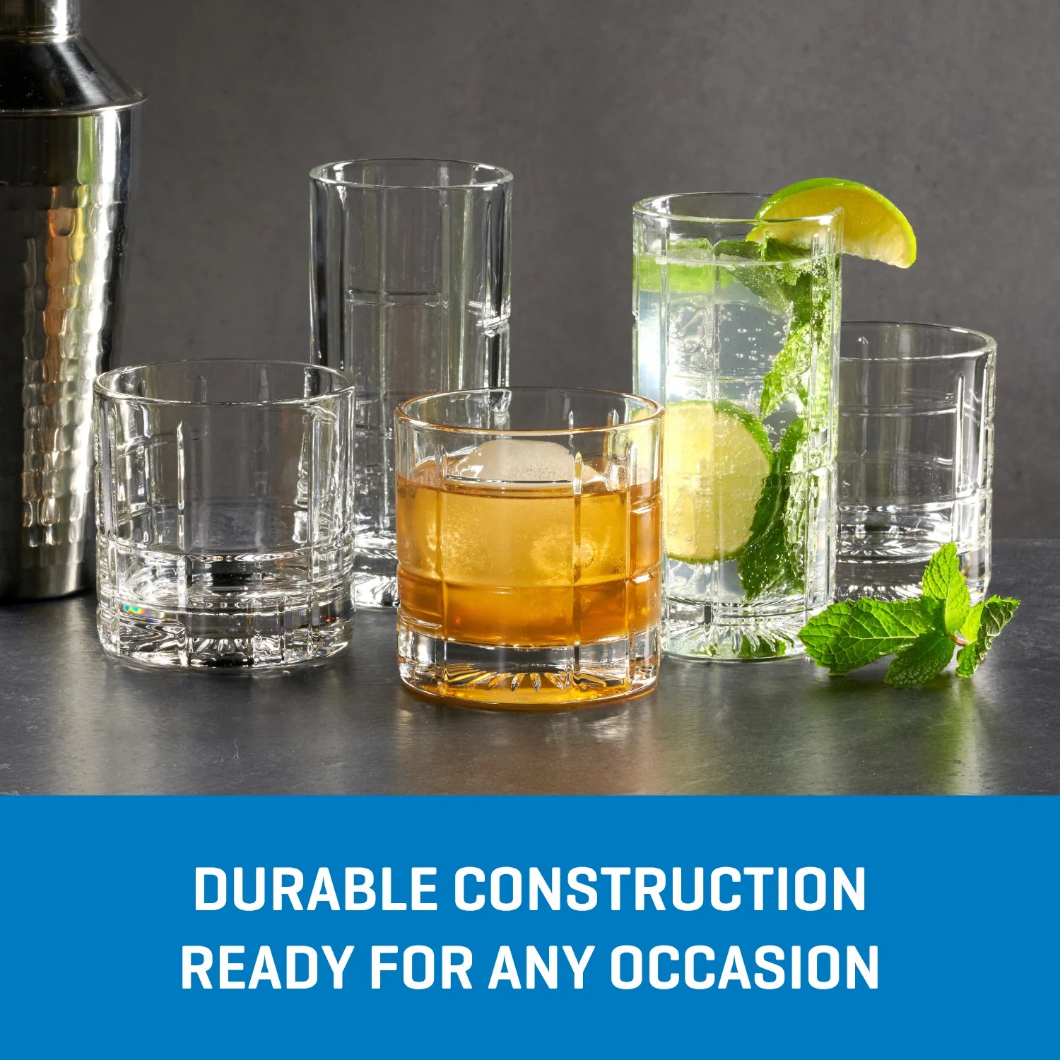 Traze FTR Rocks Glasses (4-Pieces), 12-ounce, Dishwasher Safe - Image 3