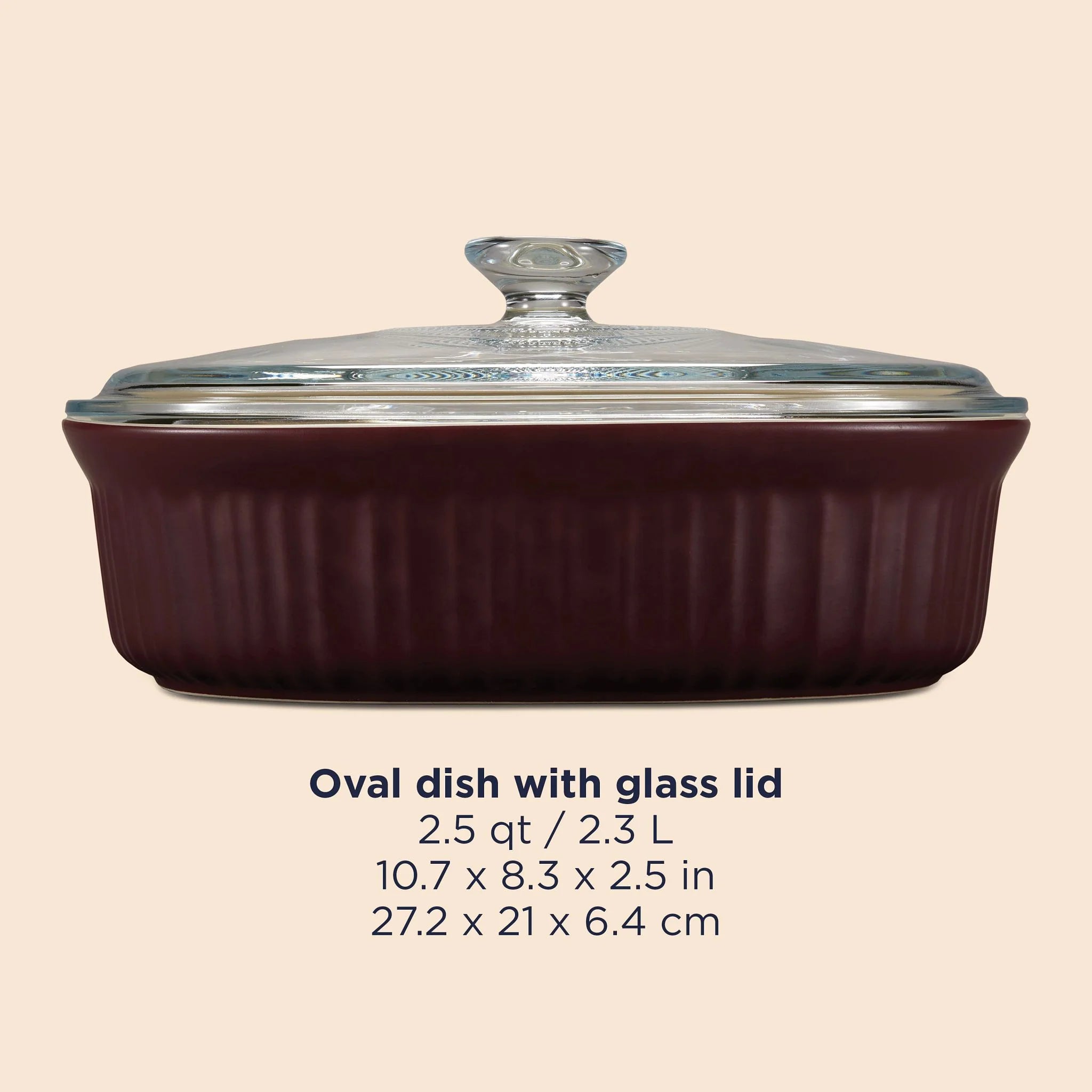 French Colors 2.5-quart Oval Baking Dish, Cabernet - Image 3