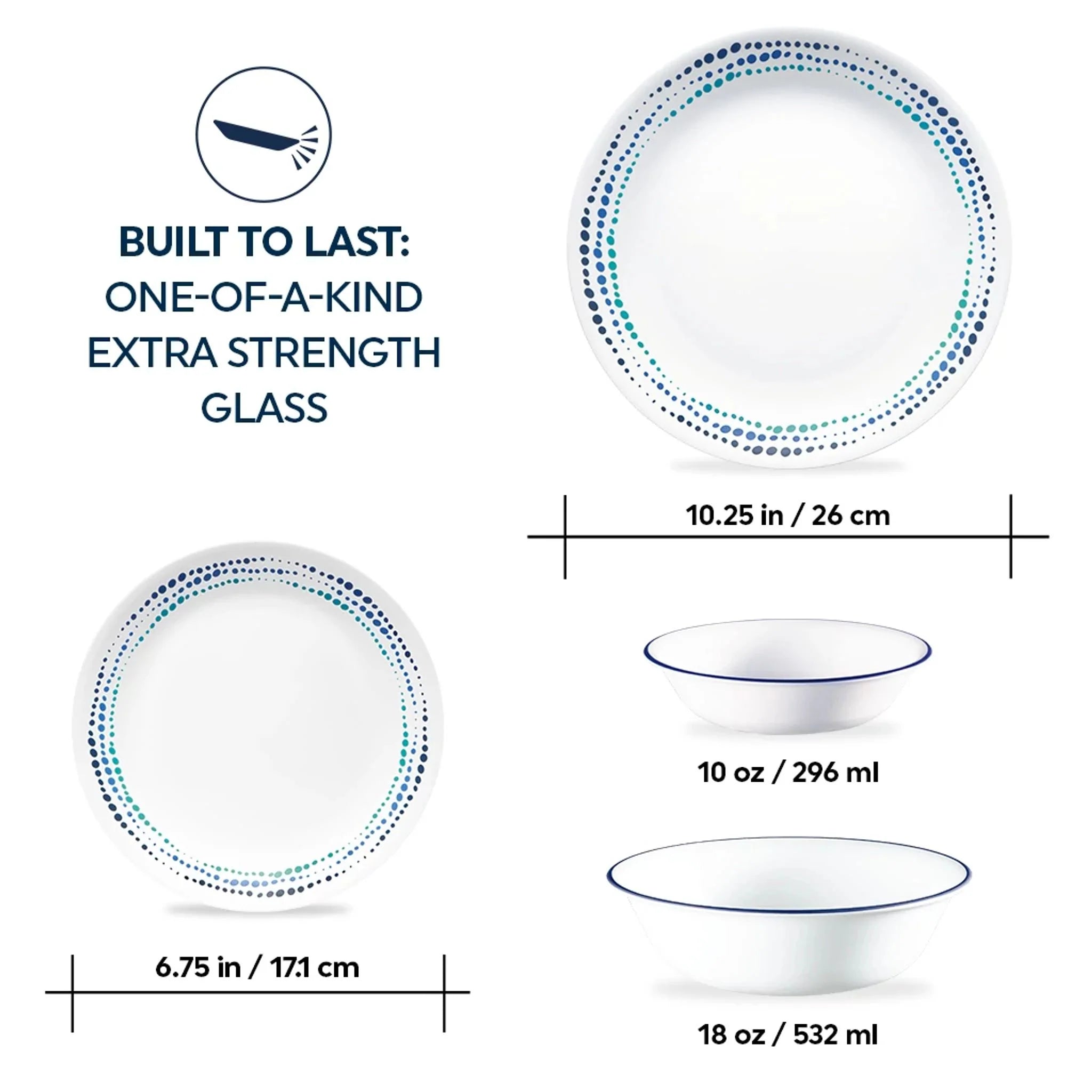 Ocean Blues 16-piece Mugless Dinnerware Set, Service of 4 - Image 3