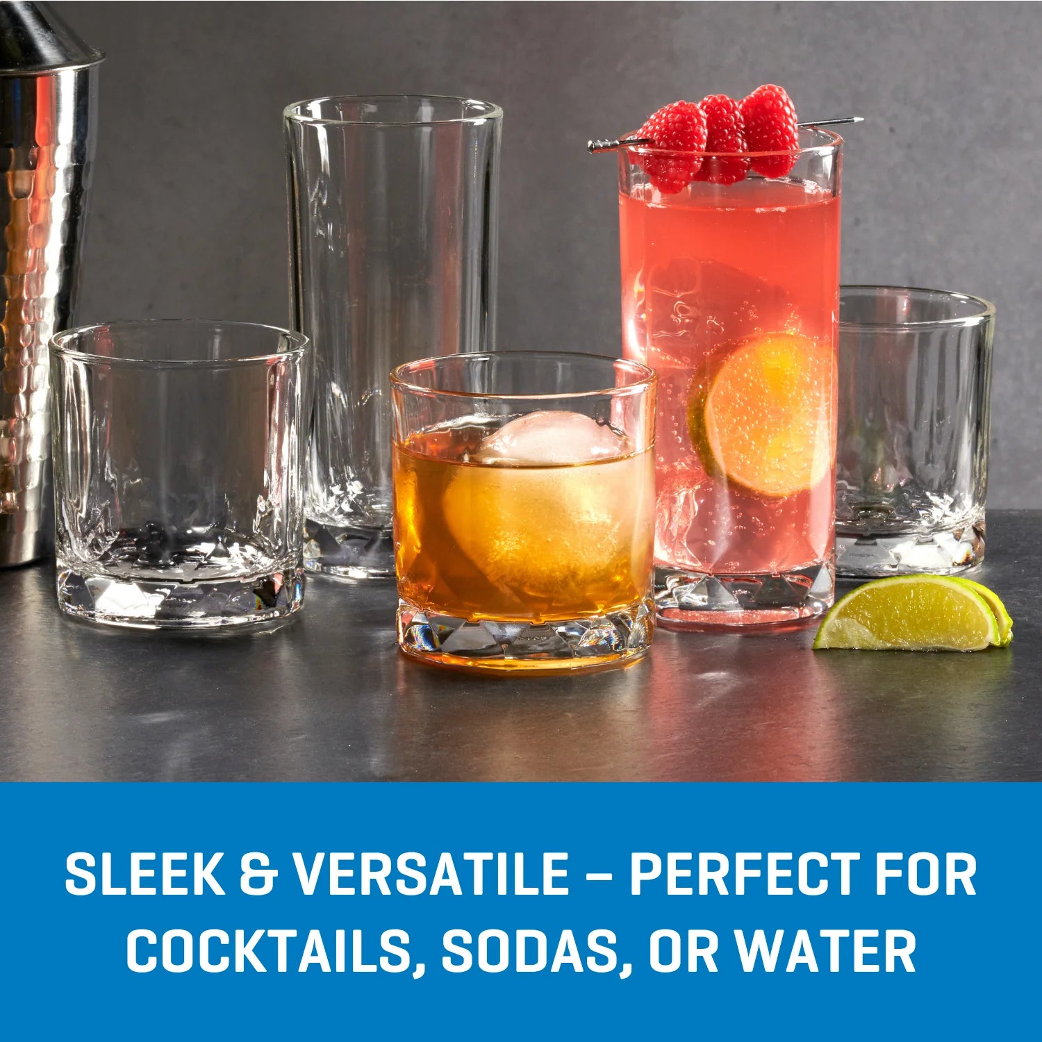 Cienna Rocks Glasses (4-Pieces), 12-ounce, dishwasher Safe - Image 4