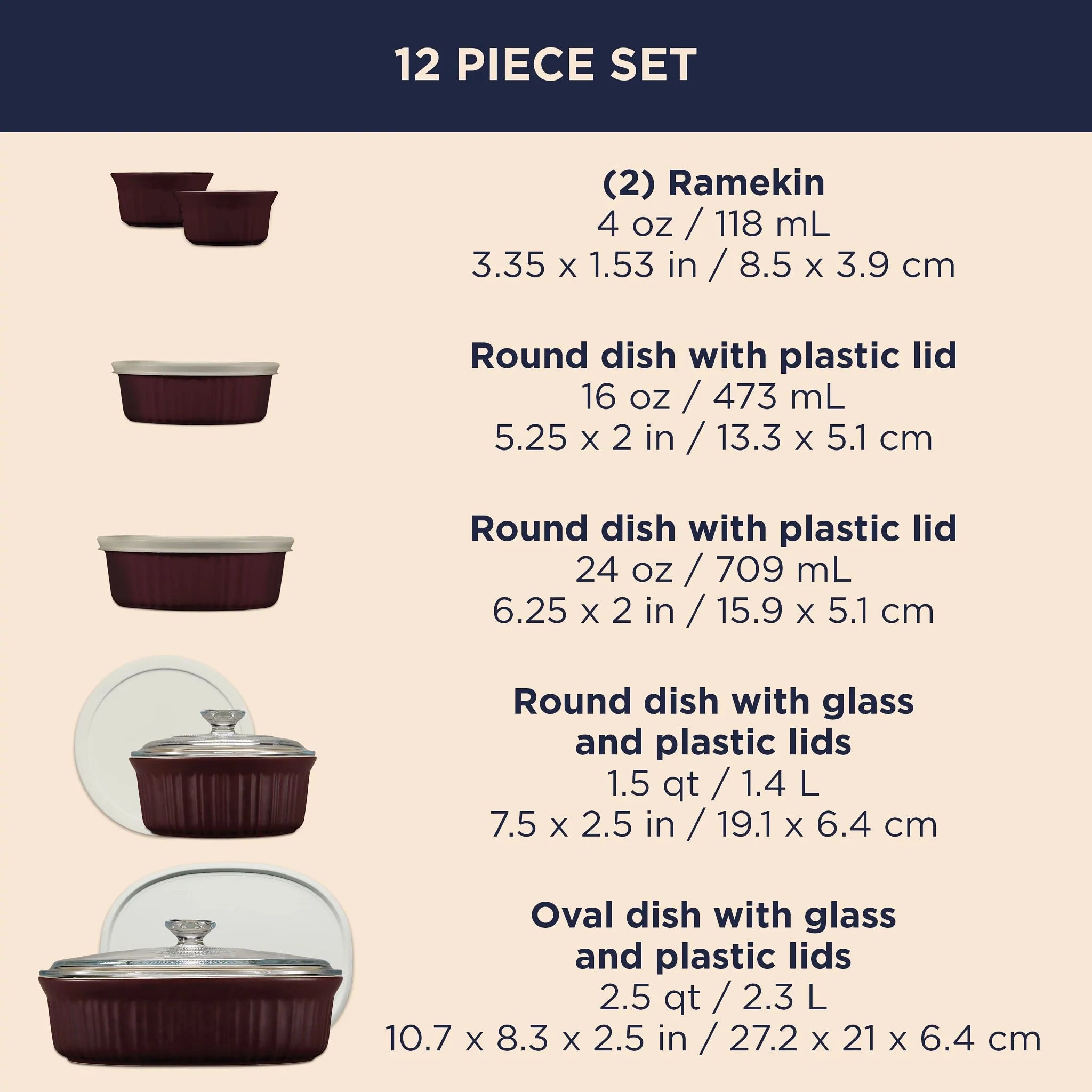 French Colors 12-piece Bakeware Set, Cabernet - Image 6